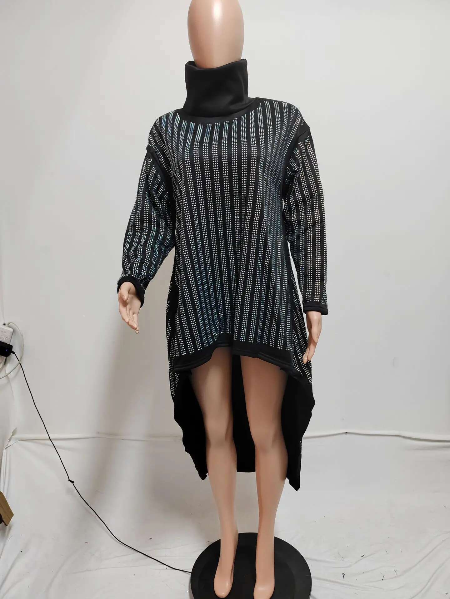 Women Long Sleeve Turtleneck Dias Hot Rhies High Low Loose Maxi Dress 2025 Evening Sexy Party Dresses Vestidos