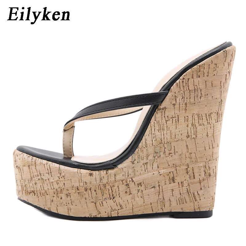 Eilyken Catwalk Style Super High Heel Wedge Platform Flip Ps Woman Slippers Fashion Beach Shoes Outdoor Ladies Summer Sandals