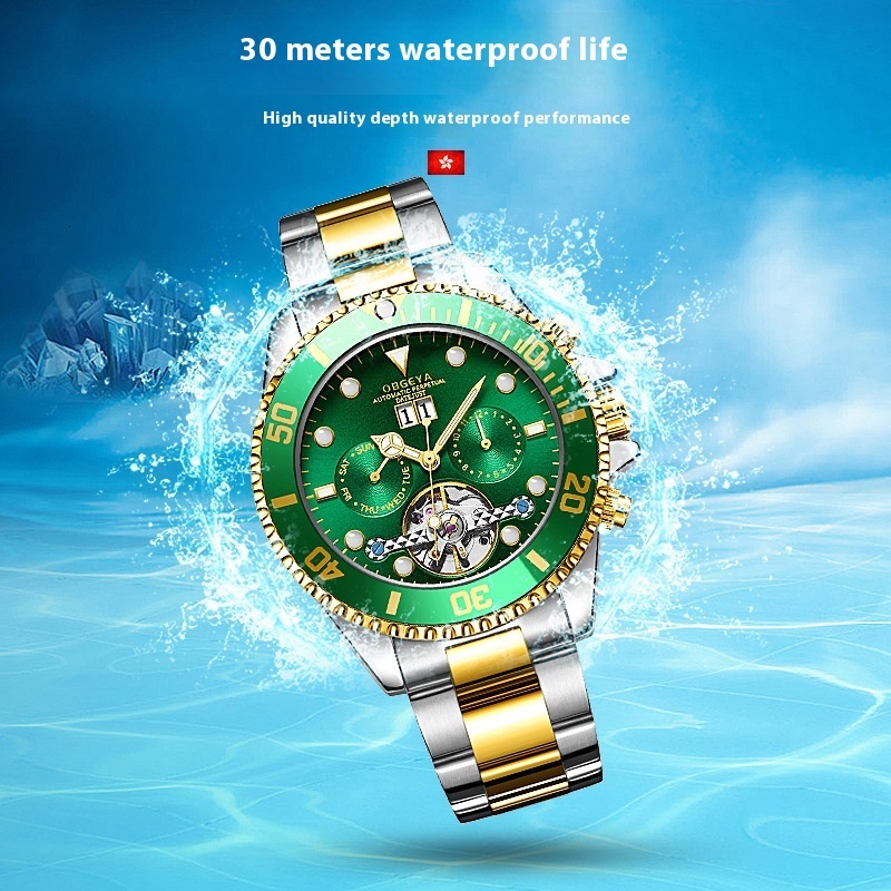 Opel Geya Business Calendar Multi functional Water Ghost Green Fully Automatic Waterproof Mechanical Diving Men's Watch