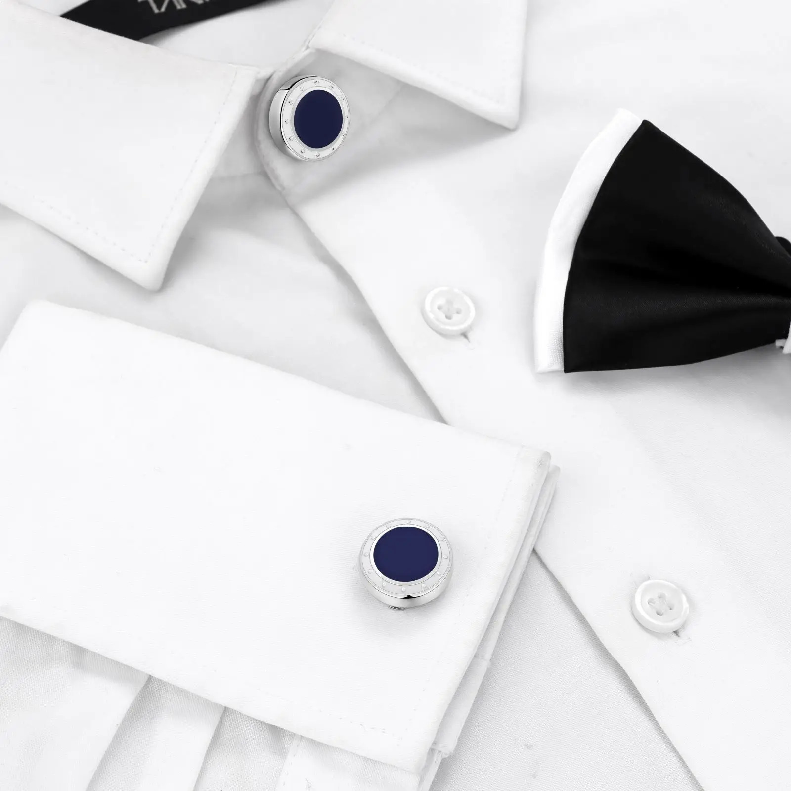 TAIGRAMA Blue Black Enamel Cufflinks Button Cover for Men shirts Mens Wedding Dress Cover Buttons Jewelry Elegance Cuff Links 250107 L251024