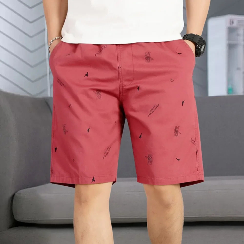 Mens Summer Casual Shorts Hawaiian Drawstring Beach with Pockets Yellow Cotton Pants 250103