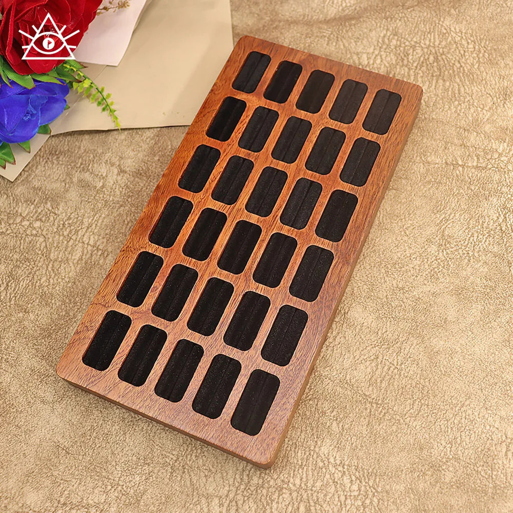 Thirty Card Slots Solid Wood Sapele Ring Jewelry Display Tray Storage Earrings Earring Box Stand Ladies 250106