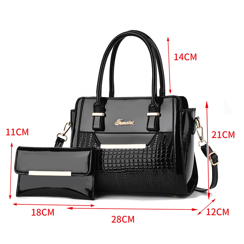 Classic Crocodile Pattern Bright Leather Women's Designer Handbag Bag New Handbag