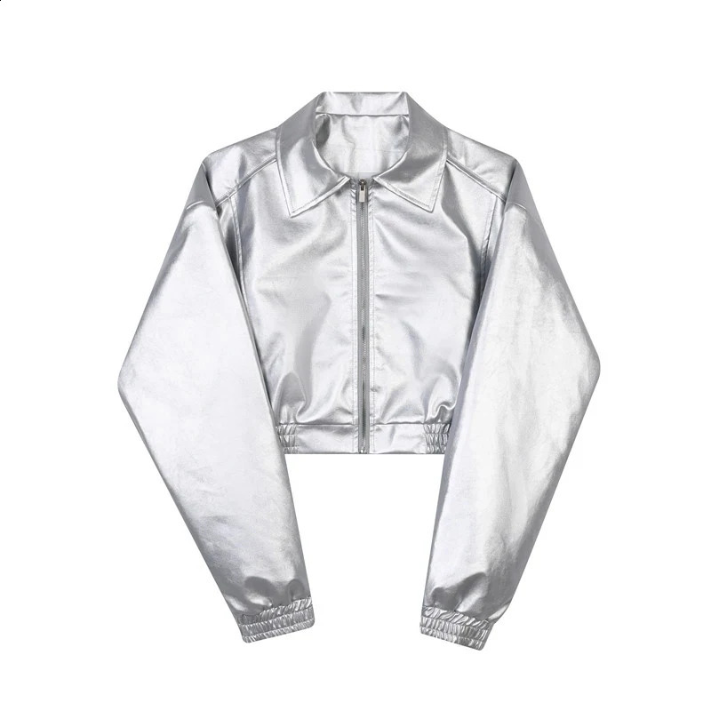 LUZHEN Leater Jackets Trend Mens Fashion Metal Silver Handsome Lapel Zipper Outerwear Korean Style Short Pu Leather Coat LZ2319 250109