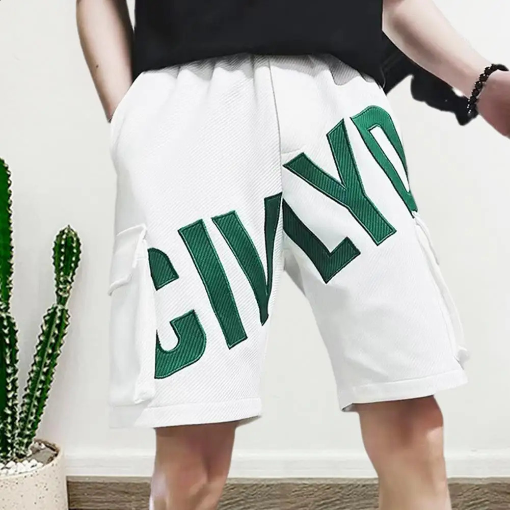 Men Cargo Shorts Adjustable Waistband Stylish Mens Summer Casual Elastic Drawstring Waist Wide Leg 250103