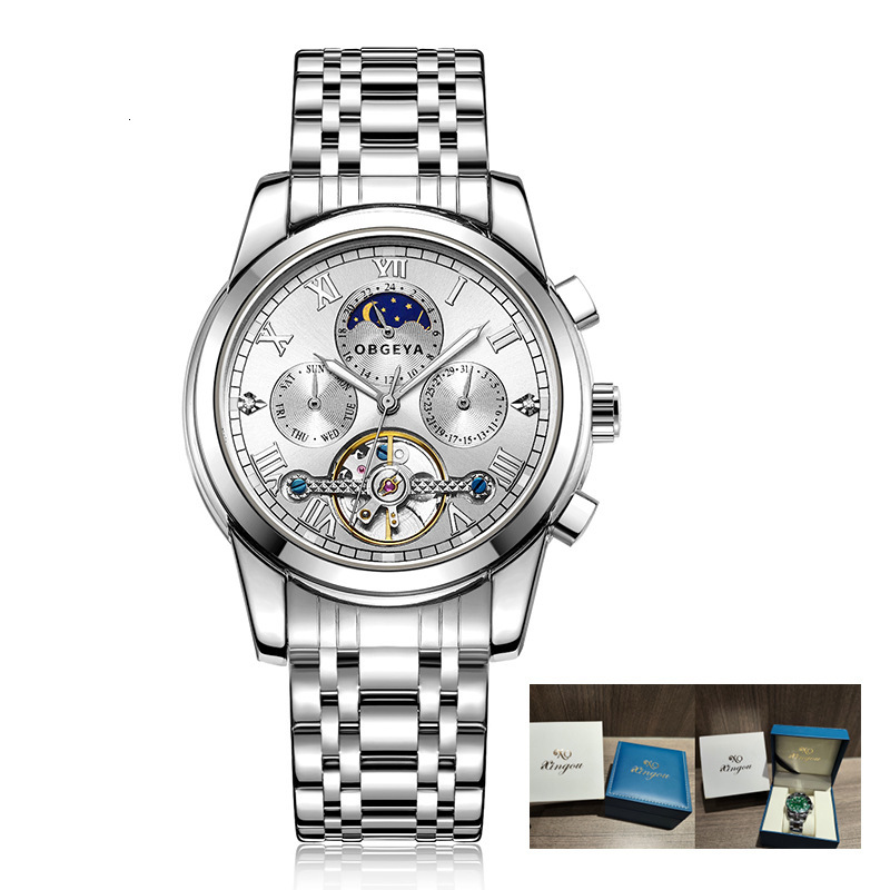 Fashionable Business Men's Watch with Moon Phase, Night Glow, and Waterproof Features