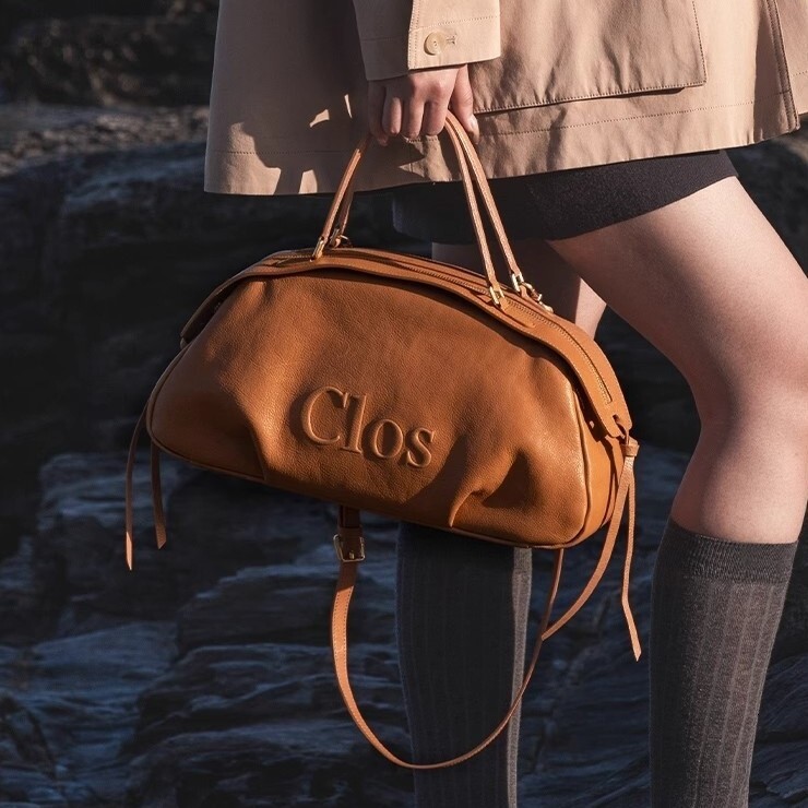 Clos25 New Fortug Vegetable Tanned Designer Handbag Cowhide Large Capacity Handbag, Pillow Bag, Bowling Bag