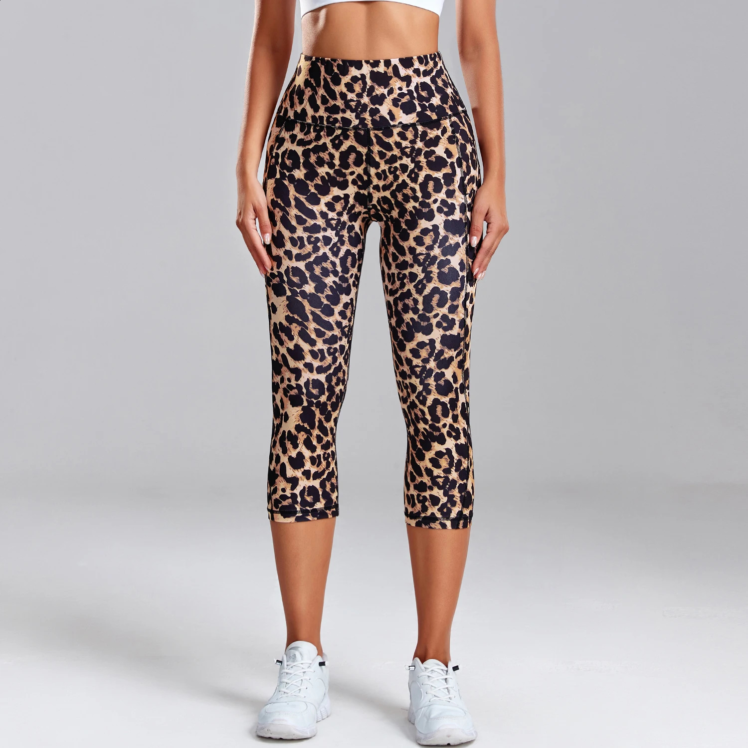 Leopard Yoga Pant s Cropped Leggings with Pocket Gym Sport Pants Camo Jogging Tights Female Fitness Clothes Tiedye 250107