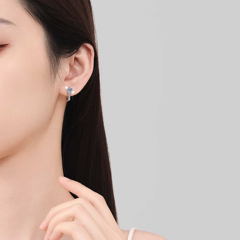 Fiend Jewel 0.5Ct Hoop Earrings S925 silver jewelry fashion design GRA Test drill pen Diamond VVS1 Moissanite Stud earrings