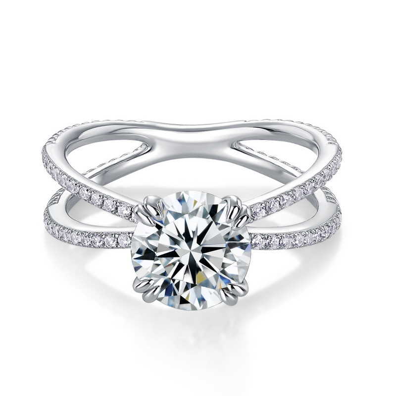 Jewelry Certificate Diamond Moissanite Ring 1ct Round Shape Gemstone For Women Wedding 925 Sterling Silver Fashion Fine Jewelry