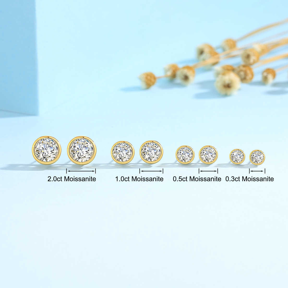 High Quality Gold Jewelry 2ct 1ct 0.5ct D Color VVS1 Moissanite Diamond AU750 Gold 18k Gold Earrings