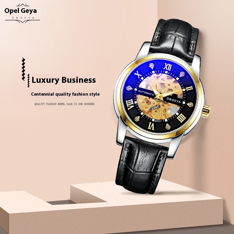 Men's Automatic Mechanical Watch with Stainless Steel Band, 30M Waterproof, and Night Glow