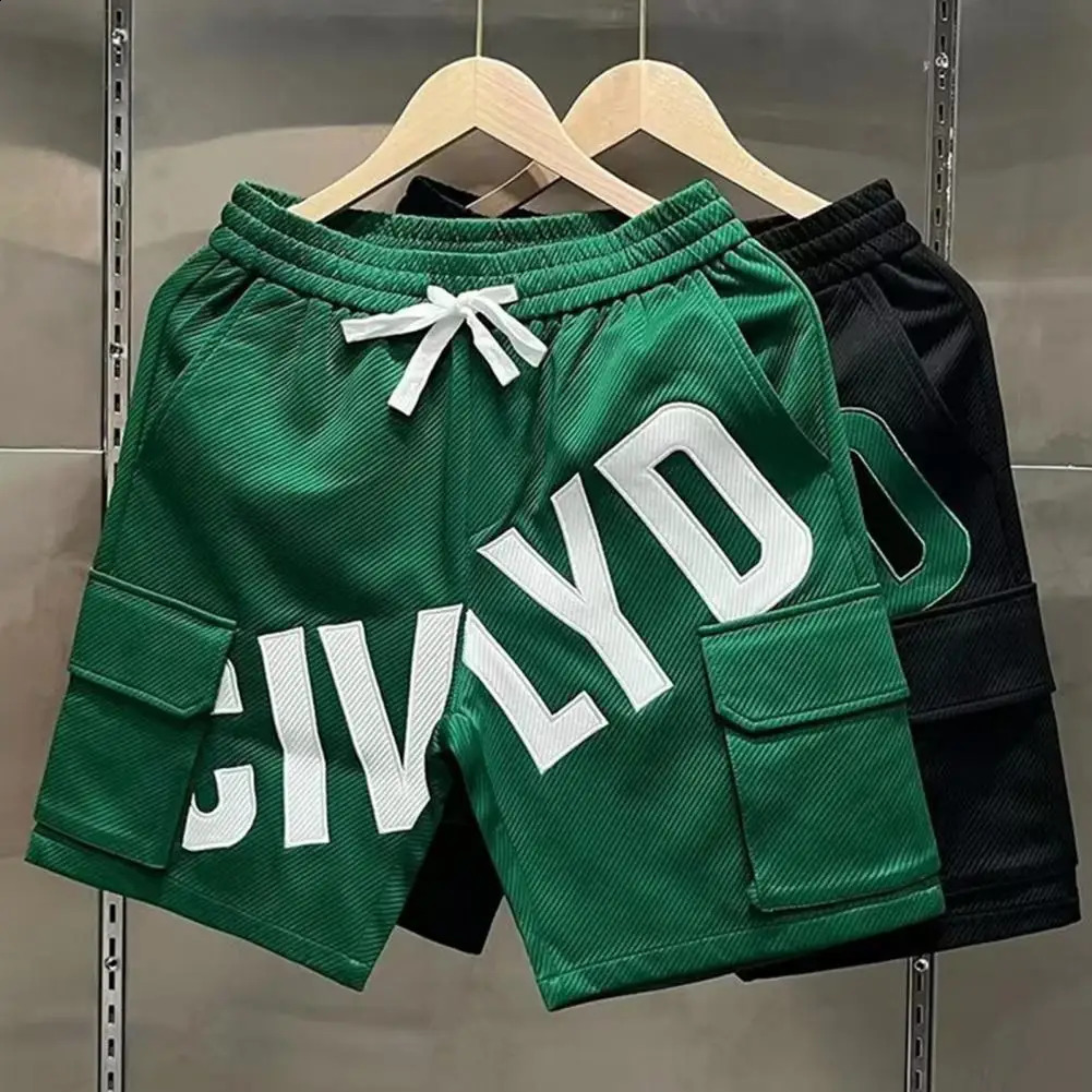 Men Cargo Shorts Adjustable Waistband Stylish Mens Summer Casual Elastic Drawstring Waist Wide Leg 250103