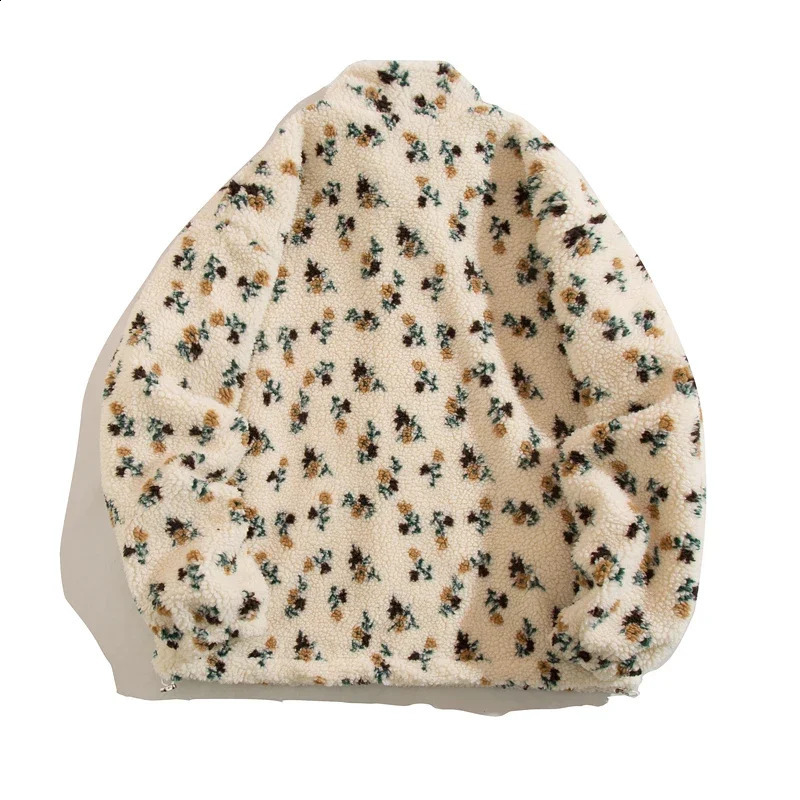 Harajuku Trendy Lambswool Jacket Men 2025 Autumn Winter Vintage Warm Fleece Coats Couple Zipper Loose Hip Hop Hipster Streetwear 250107