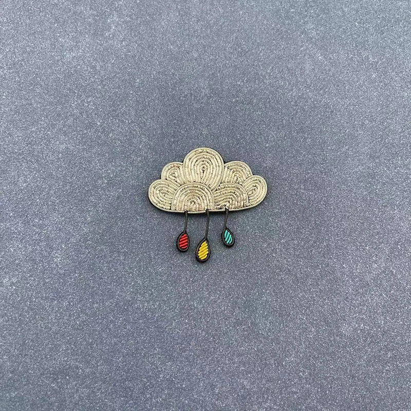 Cloud Starry Sky Hand-Stitched French n Creative Simple Fashion Indian Silk Brooch 250103