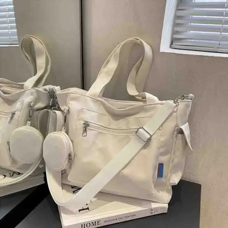 Large Capacity Unisex Tote Bag With Coin Purse College Style Middle School Student Schoolbag Casual Bag Crossbody Shoulder Bag 250106