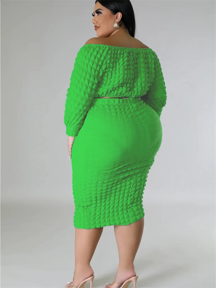 Wmstar Plus Size Dress Sets Clothing Two Piece Set Crop Office Top Skirts Summer In Outfits Wholesale Drop y250122