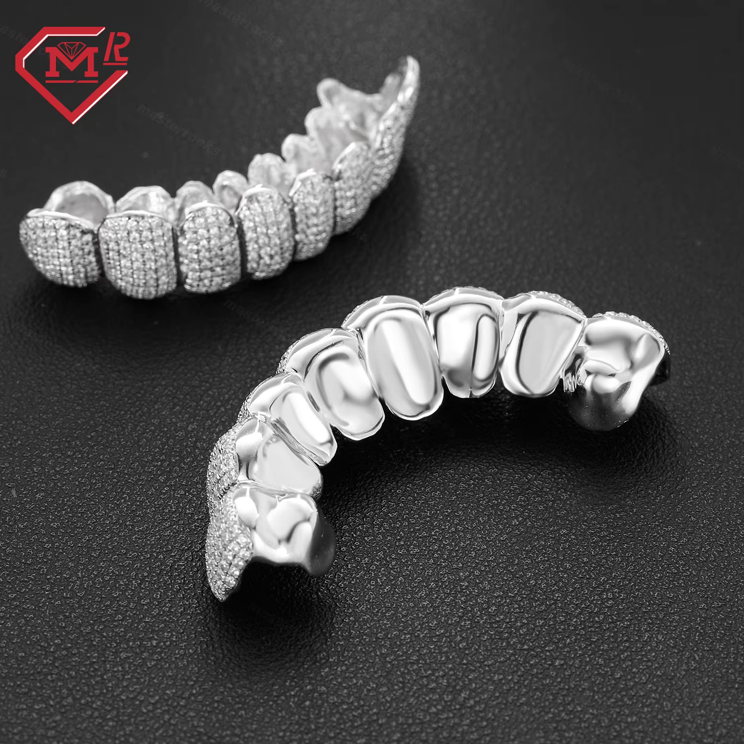 Real S Teeth Fully Iced Rapper Bust Down Deep Cut Custom D Color Moissanite Grillz