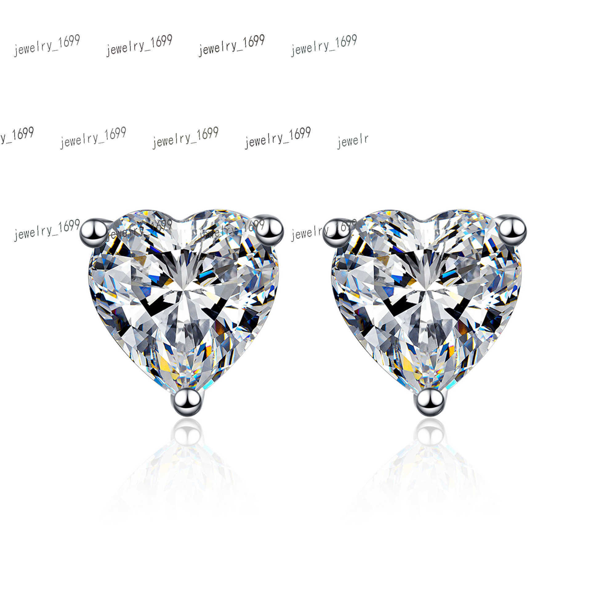 Manufacturer Wholesale 925 Sterling Silver Moissanite Heart Stud Earrings For Womens Fine Jewelry Birthday Engagement Gift