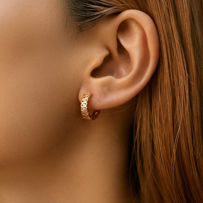 Womens 18K Gold Silver Plated Hoop Earrings Moissanite Simulated Diamond Pearl Hypoallergenic New Year Christmas Jewelry Gift