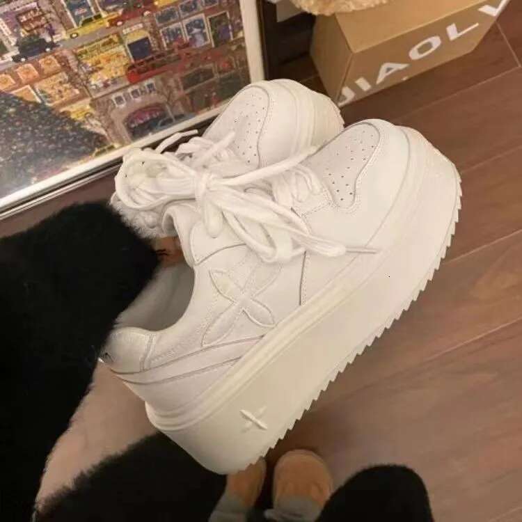White Women Designer Round Toe Platform Shoes Outdoor Causal Concise Sneakers For Students Spring