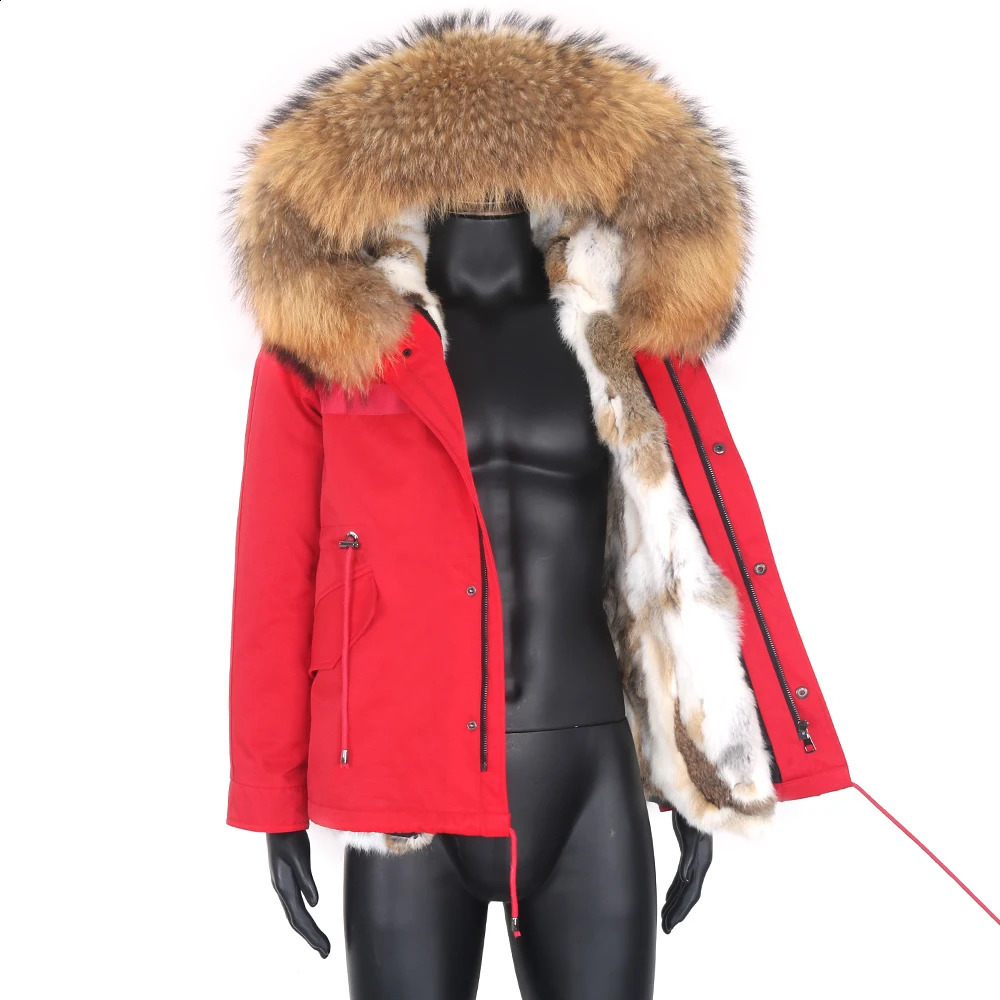 Short Men Parka Winter Jacket Natural Raccoon Fur Collar Hood Thick Warm Real Outerwear Streetwear Coat 250107