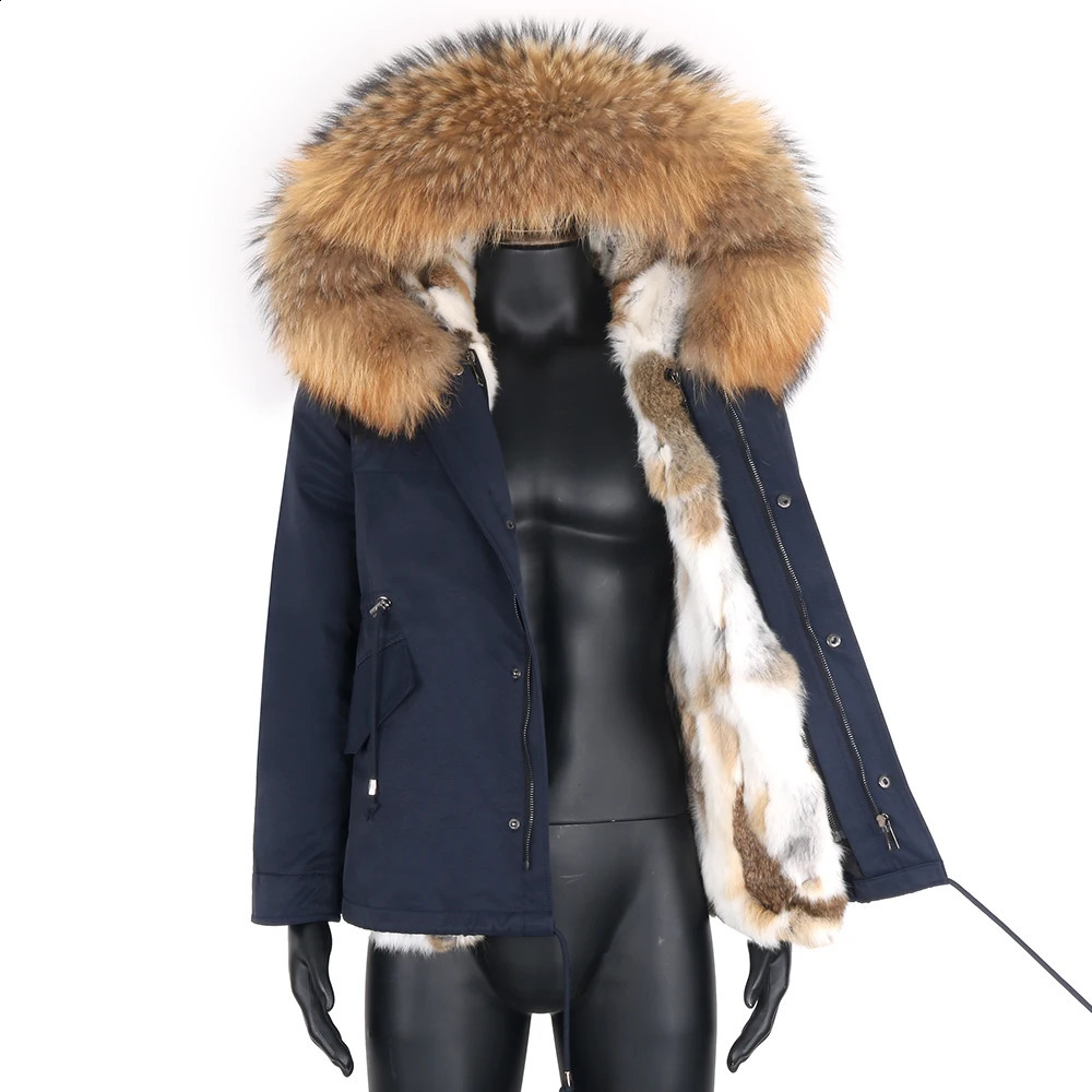 Short Men Parka Winter Jacket Natural Raccoon Fur Collar Hood Thick Warm Real Outerwear Streetwear Coat 250107