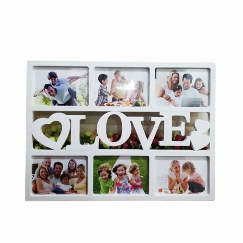 3Pcs Love Heart Framed 6 in One Wall Picture Frames Family Collage Newborn with Box Photo Frame H260306