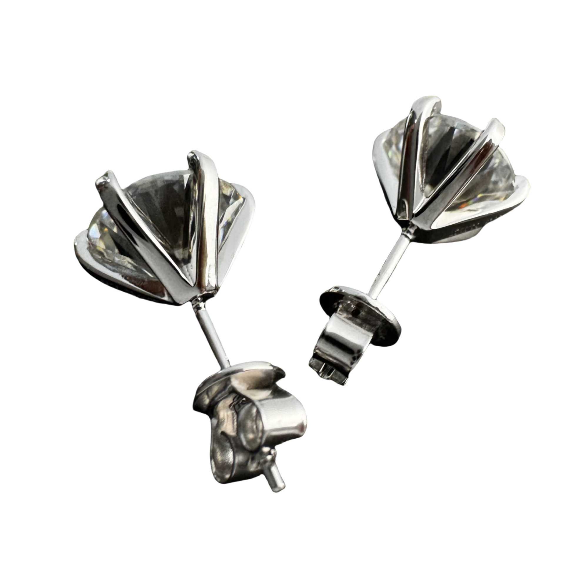 round Shape Moissanite Earrings for Women Custom White Gold Plated Sterling Silver Elegant Chic Accessory