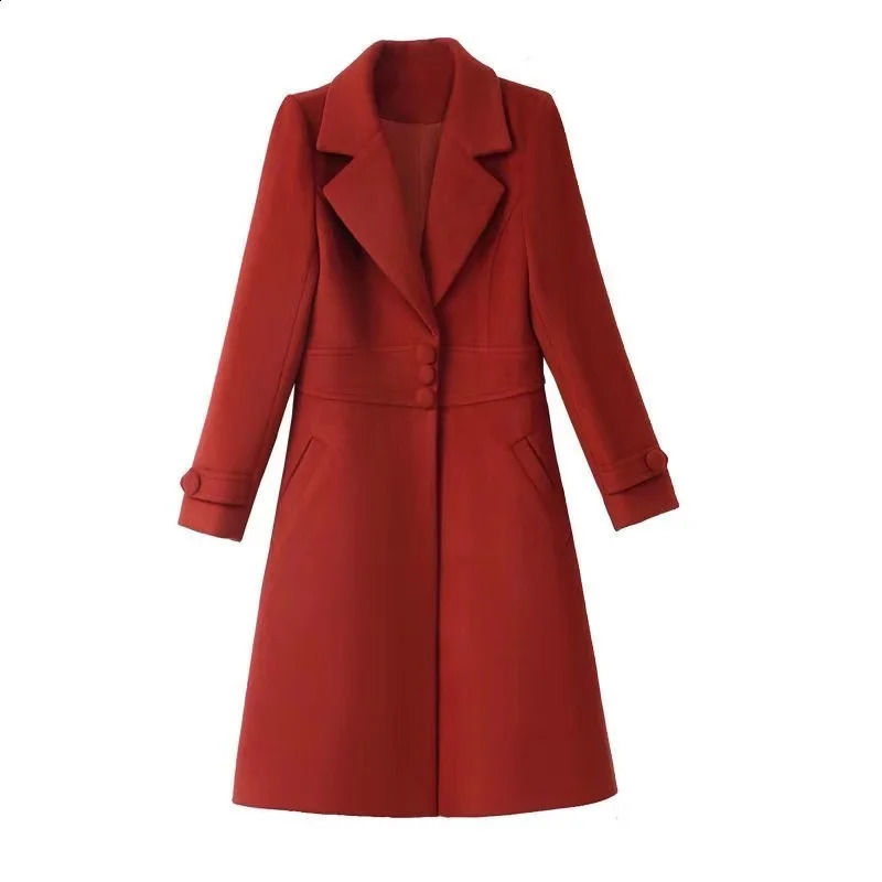 2024 Fashion Autumn Winter Woolen Coat Women Mid Long Casual Loose Temperament Wool Jacket Ladies Slim Overcoat 250107
