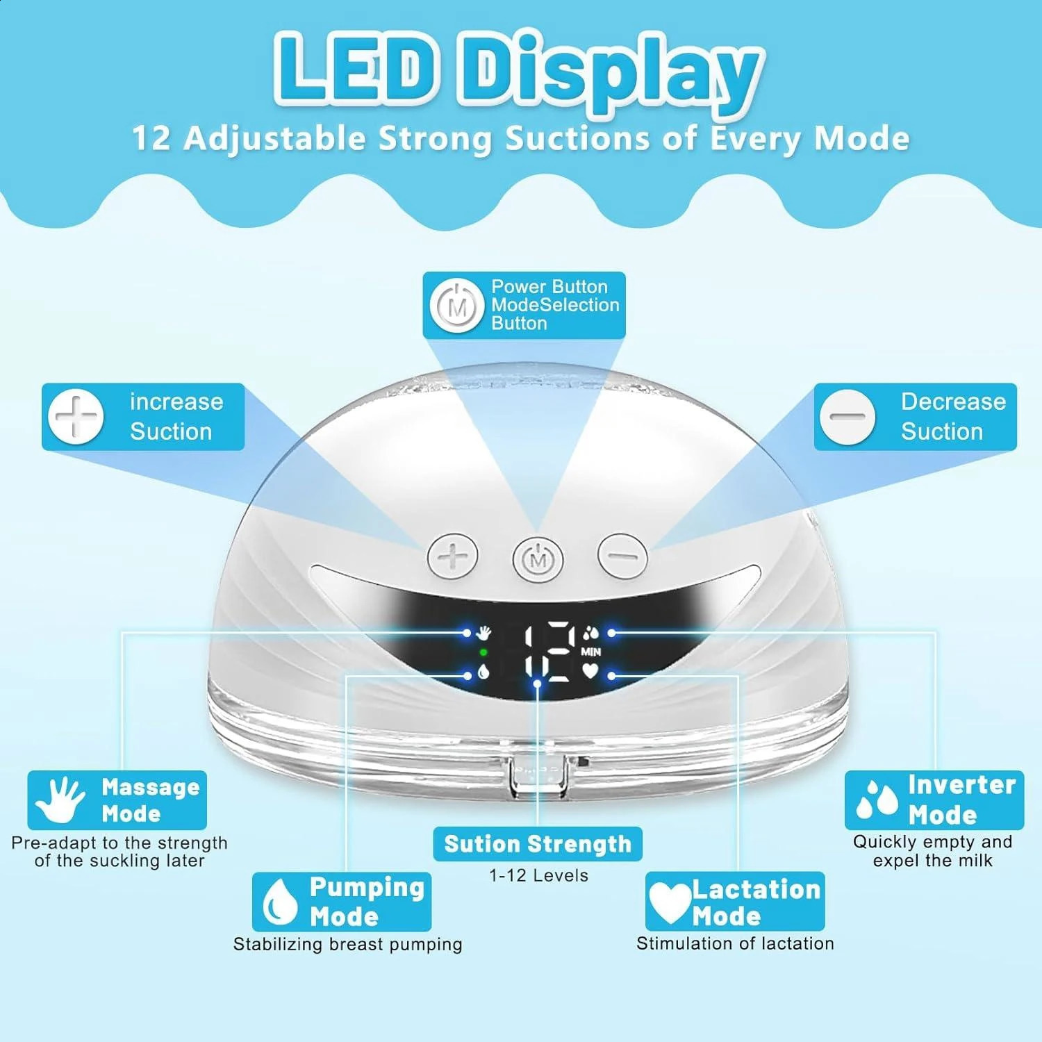 Electric Wearable Breastmilk Pump Handsfree BPA Free Low Noise Powerful Suction 4 Mode 12 Level Shell Shape Wireless Breast 250110