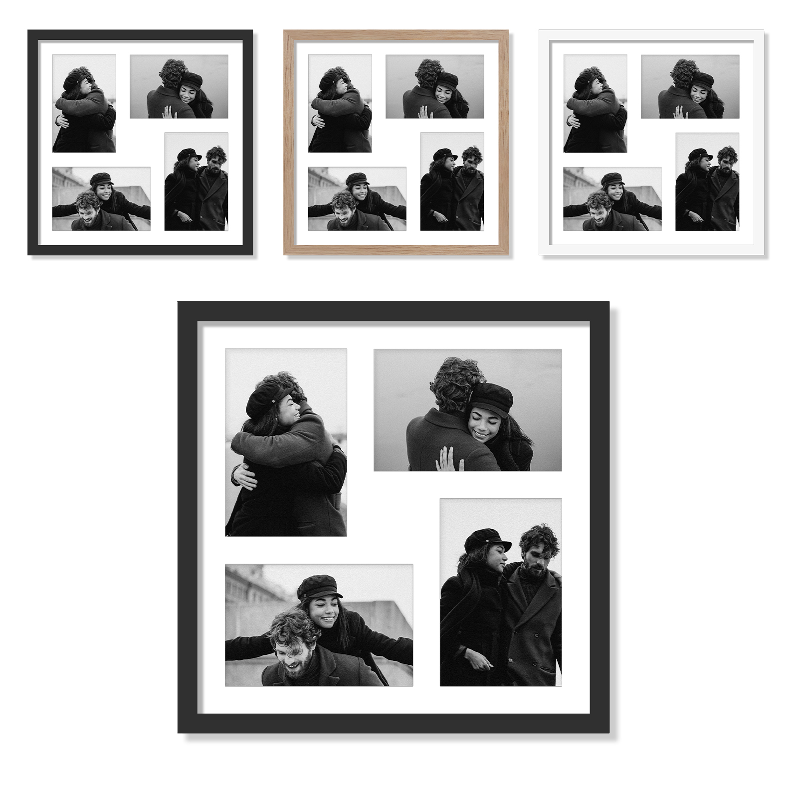 1pc Picture Display Pictures 4x6 *4 with Mat or 12x12 without Mat, Multi Collage Gallery Square Photo Frame, Wall H260306
