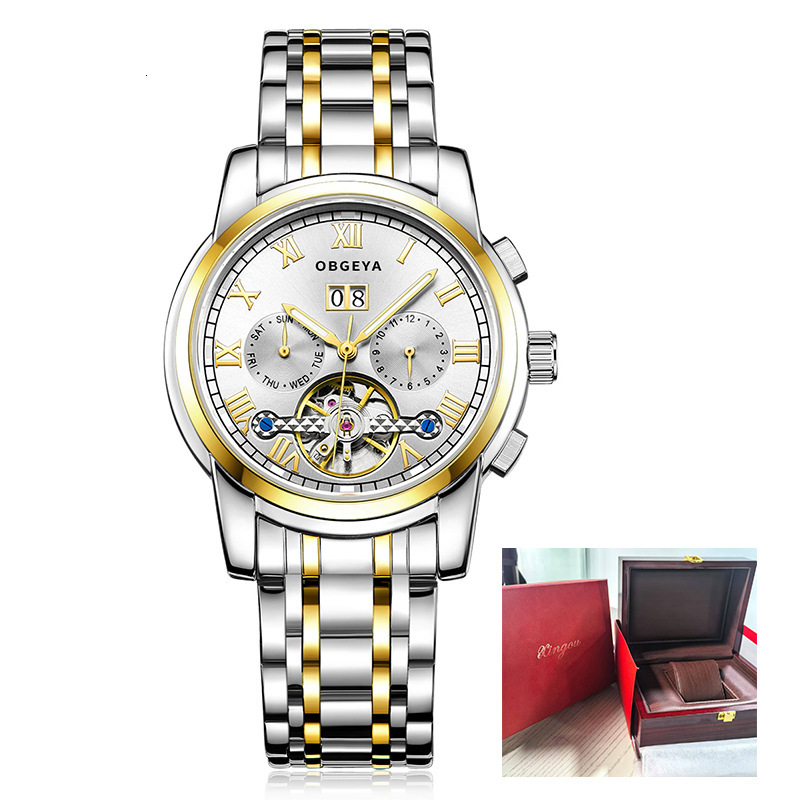 Men's Fashionable Waterproof Skeleton Automatic Mechanical Watch with Date Display