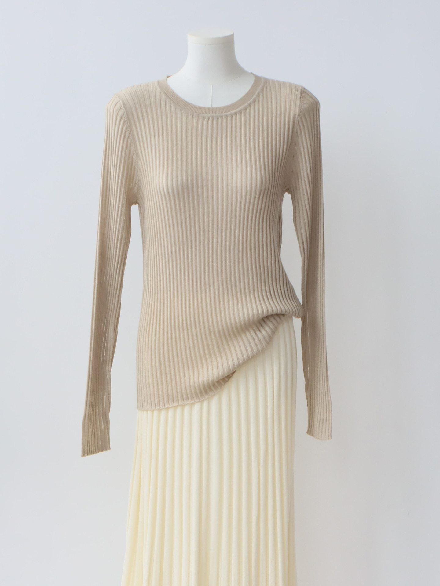 fgtz1 Women's Wool Blend Lazy Wind Hollow Knit Sweater - Round Neck, Slightly Transparent for Early Fall
