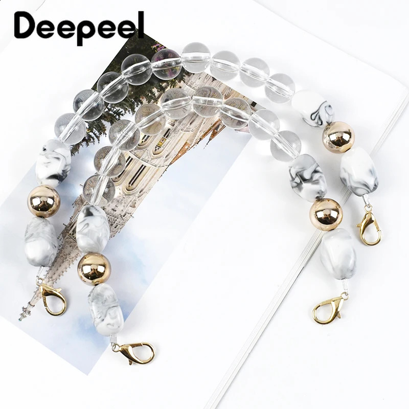 Deepeel 43-46cm Retro Acrylic Handbag Shoulder Strap Pearl Resin Stone Chain Lower Arm Bag Replacement Handle DIY Accessories 250109