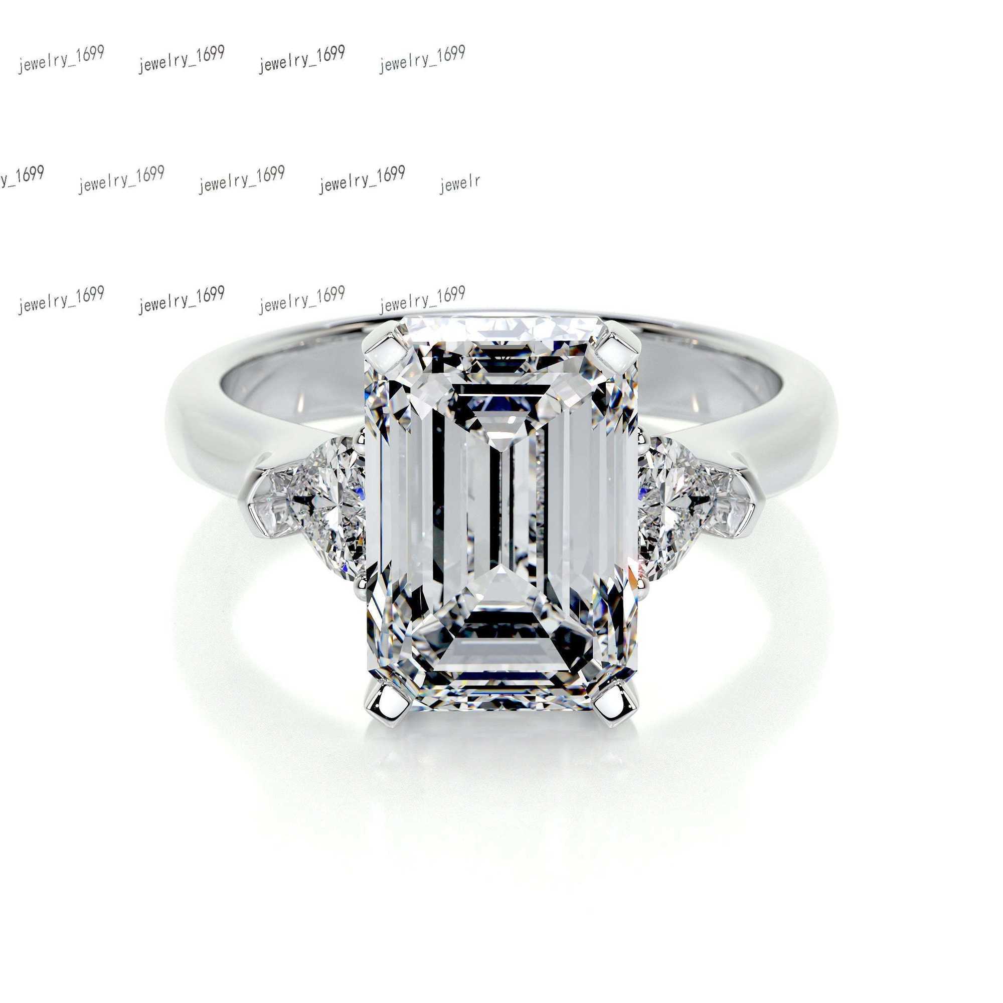 Gia Igi Certified Cvd HPHT Lab Grown Created Diamond 14k 18k Solid Gold Rings Emerald Cut Engagement Ring Jewelry Women 4ct 5ct