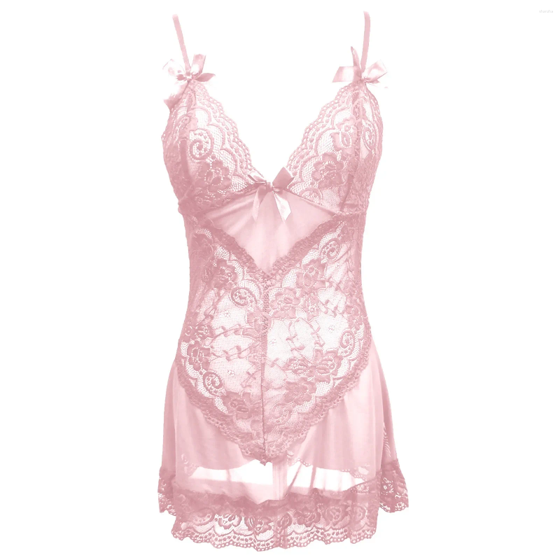 Women's Sleepwear Nightie For Ladies See Through Sexy Lingerine Outfit Lace Night Dress Lingerie With Thong Lingeries Woman