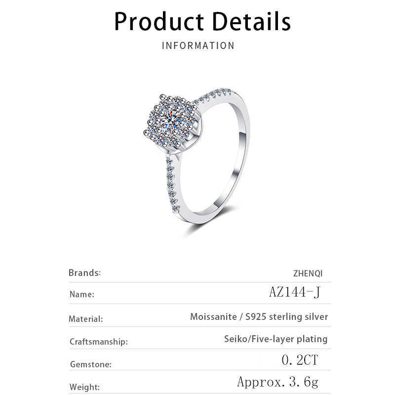 Fine Fashion Women Ring pt950 Gold Plated 20 Point Moissanite Manufacturer Wholesale Sterling Silver 925 Ring