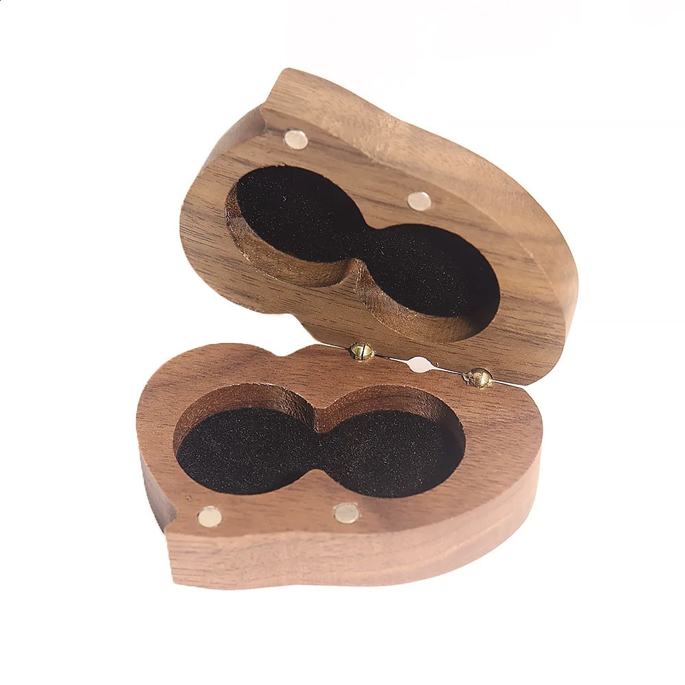 Double Love Black Walnut Solid Wood Jewelry Storage Box Personality Creative Chinese Style Wooden Ring Box Heart 250106