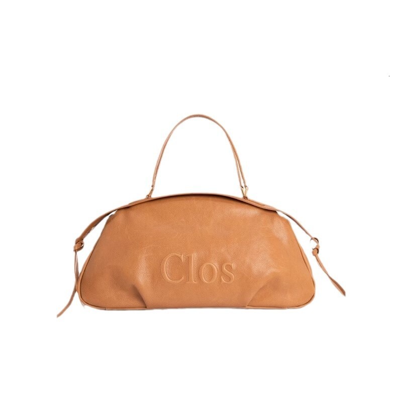 Clos25 New Fortug Vegetable Tanned Designer Handbag Cowhide Large Capacity Handbag, Pillow Bag, Bowling Bag