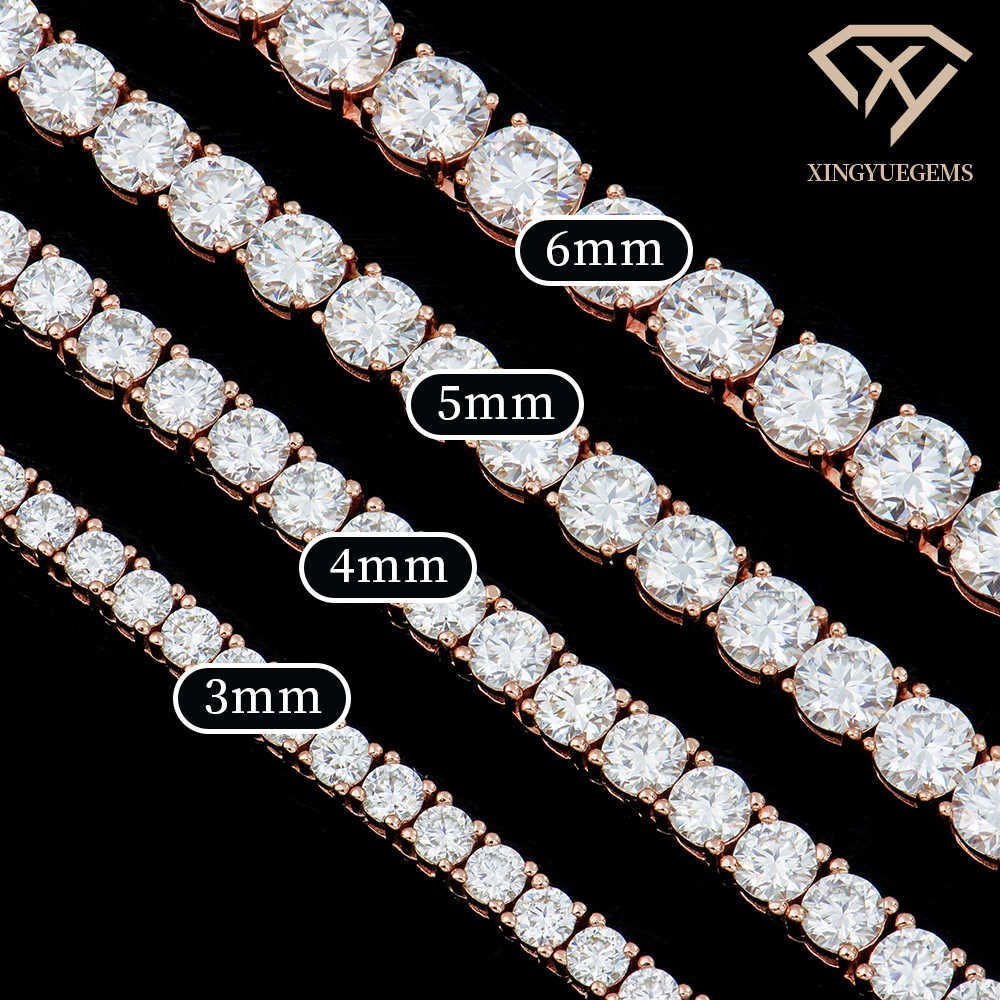 Moissanite Colored Tennis Necklace 2-6mm Width 925 Sterling Silver Pass Diamond Test Hip Hop Jewelry Fashion Design Gift for Man