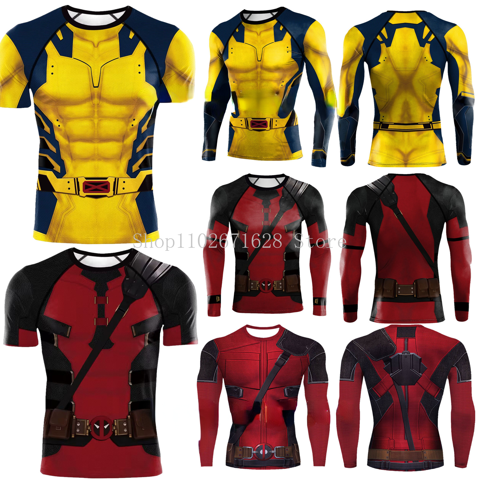 Deadpool 3 Wolverine T Shirt Cosplay Costume Tight Clothing Superhero Tracksuit Party Wolverine Men Sportswear Shirt T-Shirt