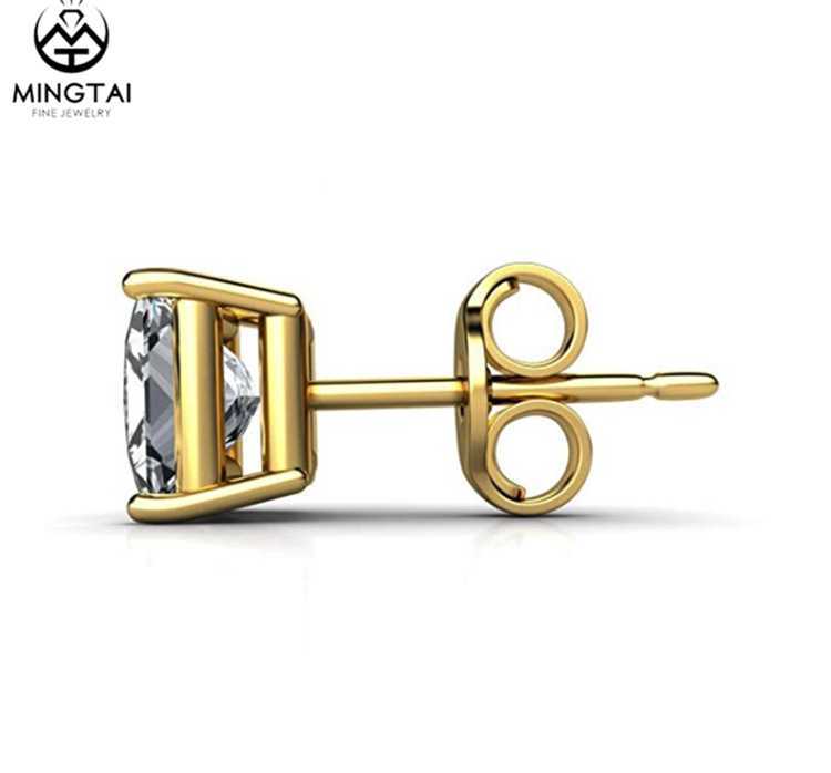 Round Cut Jewelry Accessories 14k Solid Gold Push Back Earring New Design Luxury ZIRCON Moissanite Stud Earrings Gold for Women