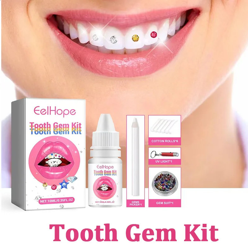 DIY Tooth Jewelry Kit Teeth Gems Kit with Glues Curing Light Firm Reliable Teeth Gemstone Crystal Tooth Ornaments Jewellery 250107