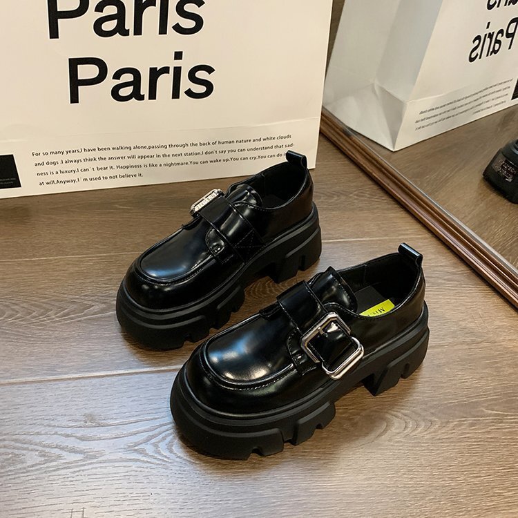 Eloping With Love~Four Seasons 7Cm Tall, Short, Thick Soled, Small Leather 2024 Autumn Edition, British Loafers, Single Shoes For Women