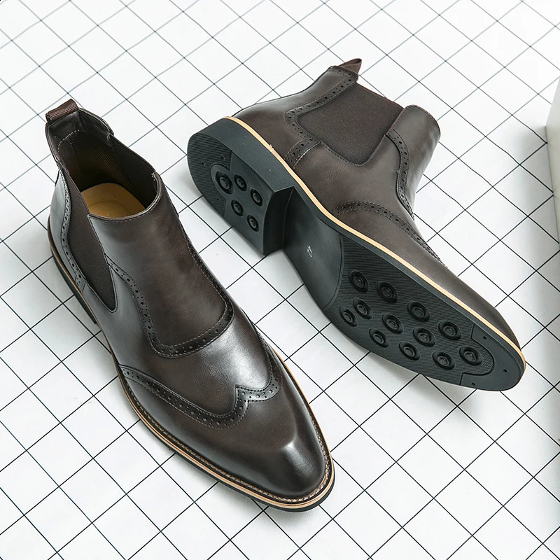 Classic British Style Mens Ankle Boots Business Casual Short Boots Winter Mens High Top Shoes Fashionable Styles 250106