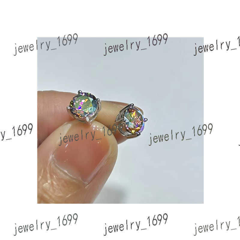 Pass Diamond Tester Moon Moissanite S925 Silver 1CT VVS D Color Diamond Hiphop Stud Earrings For Men Women