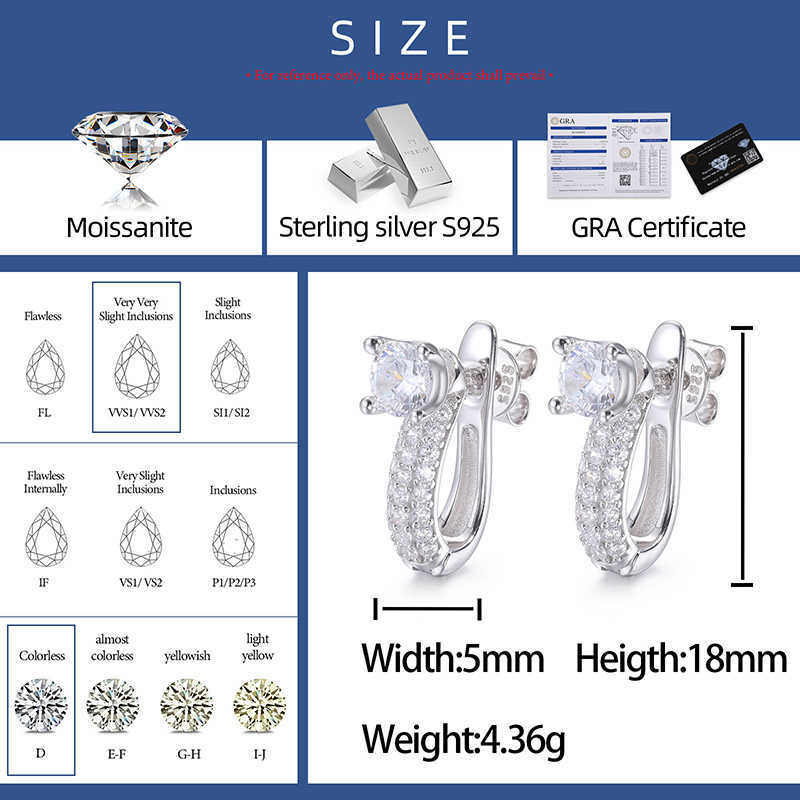 Stunning Fashion Design 925 Sterling Silver D Color Moissanite Detachable Hoop Earrings Convertible Stud Earring