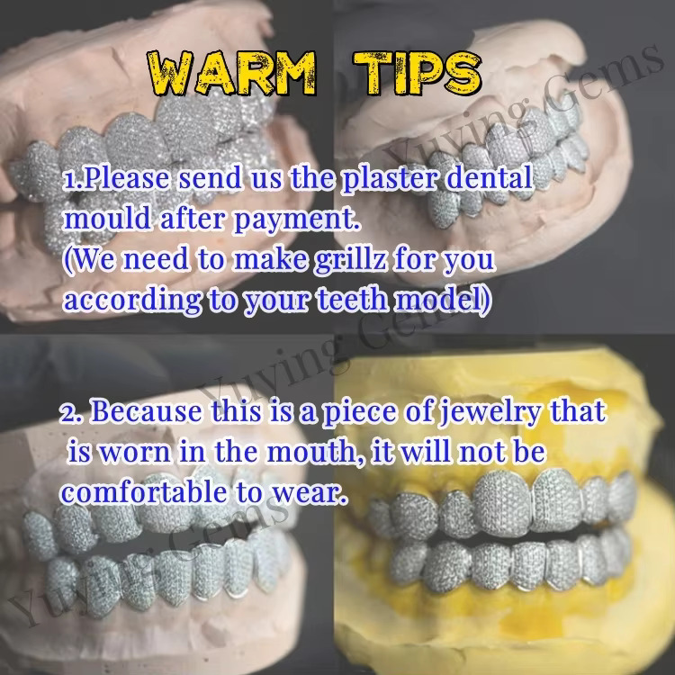 Custom Real Sterg Sier Gold Plated Moissanite Dia Hip Hop Grillz for Mens Jewelry