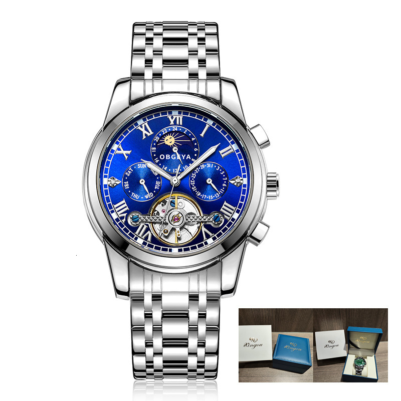Fashionable Business Men's Watch with Moon Phase, Night Glow, and Waterproof Features